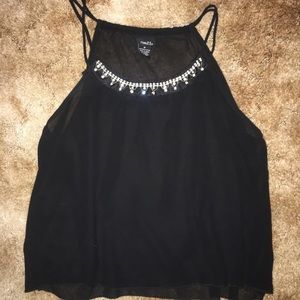 Sheer Black Jeweled Top